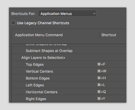 Shortcuts for application menus 