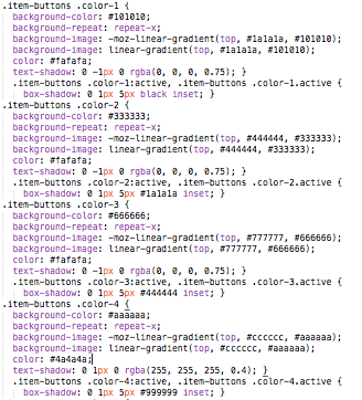 A screenshot of CSS source code